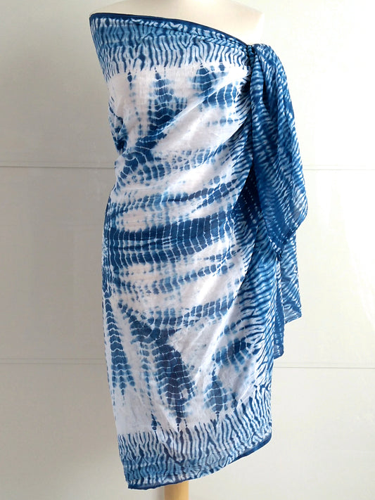 Shibori Sarong - Blue & White - An Indian Summer