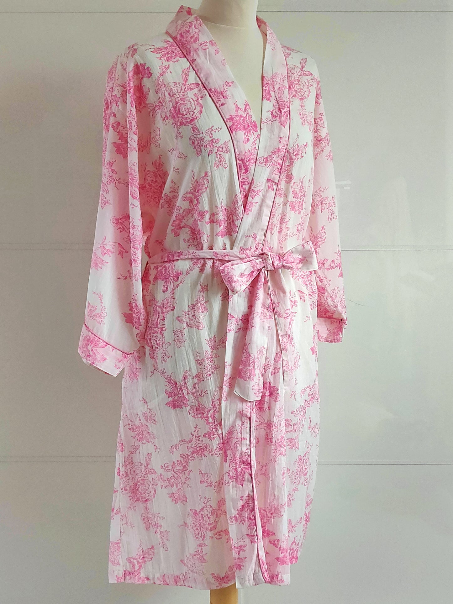 Kimono Robe - Toile Print - Pink - An Indian Summer