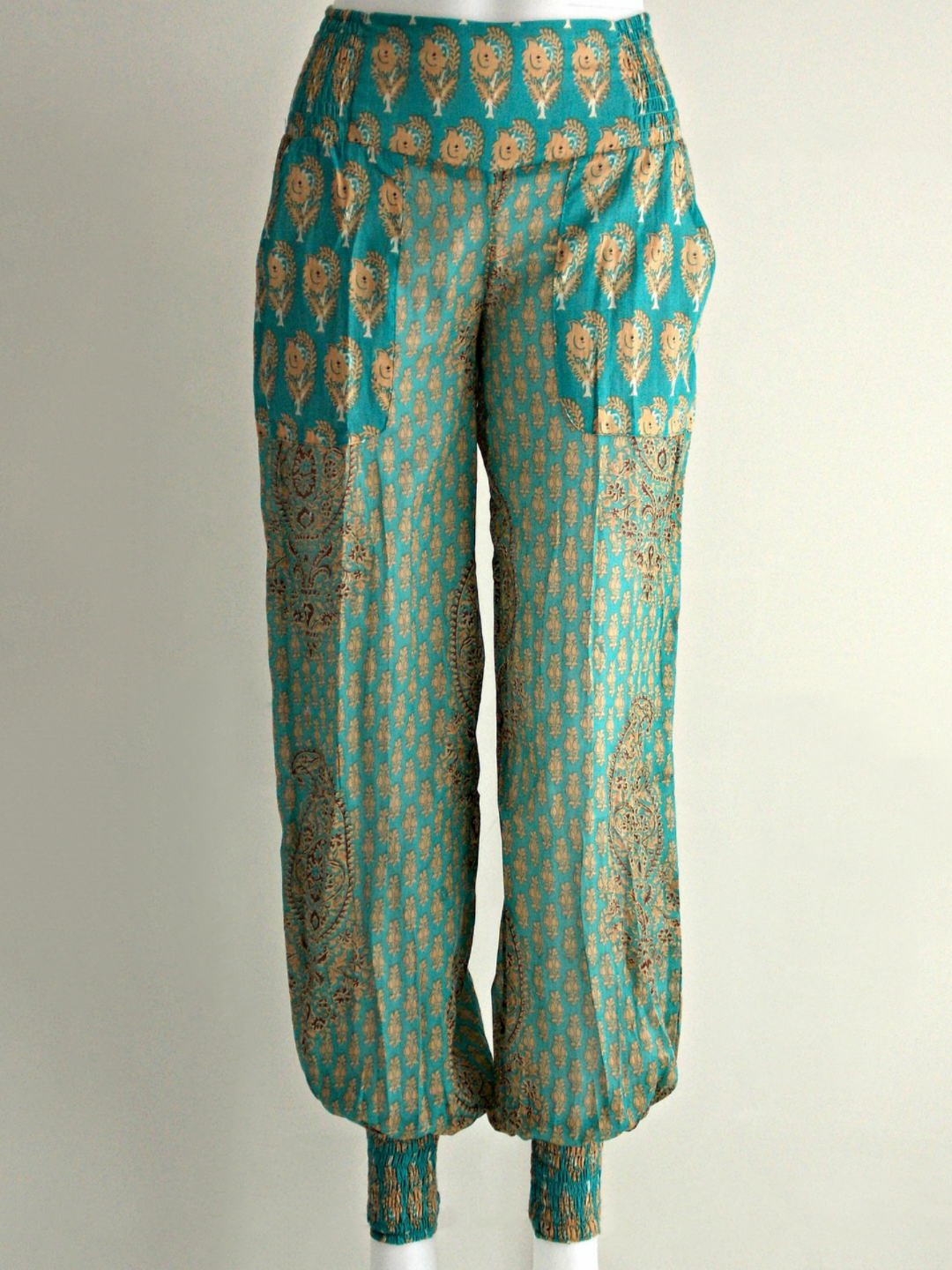 Paisley Aqua Cuffed Pants - An Indian Summer